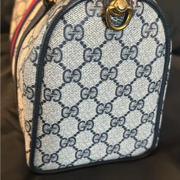 Vintage Gucci Monogram Boston Bag Satchel - Navy Blue - $500 obo - Picture 3 of 8